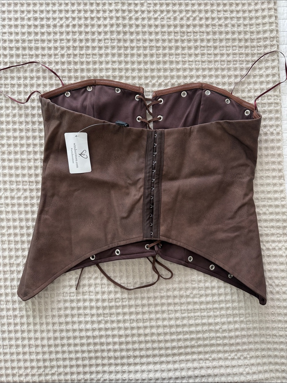 Windsor Brown Lace-Up Corset Top - Picture 3 of 3